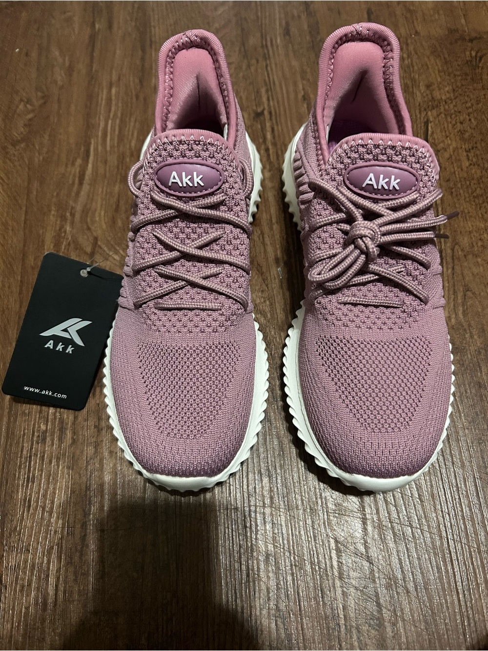 AKK Women’s Dusty Pink Knit Running Sneakers‎
